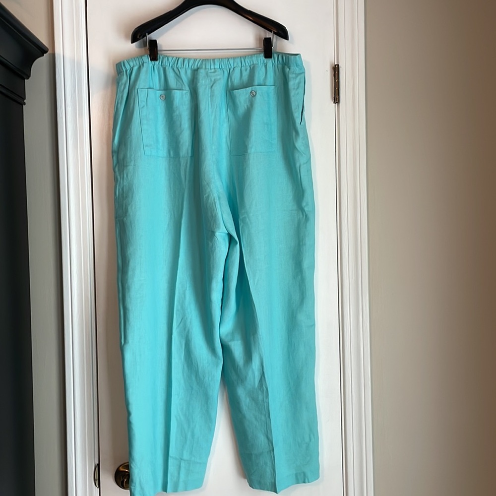 NEW Chadwick’s Turquoise Linen Drawstring Slacks 18W - Picture 4 of 6